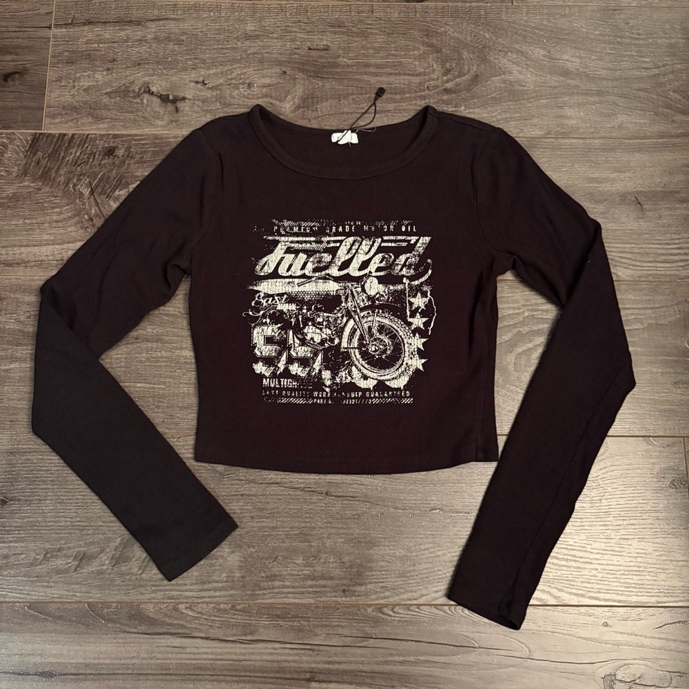 Garage long sleeve Crop top rib kit motorcycle biker